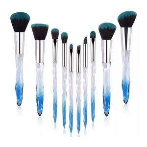 New 10 Piece Makeup Brush Set with Crystal Handles Cosmetic Makeup Brushes Set